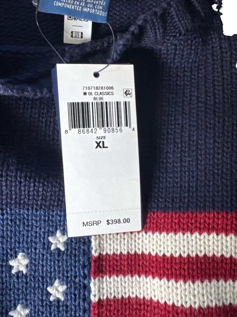 NWT Polo Ralph Lauren Cotton American Flag Regular Fit Crewneck Sweater Sz  XL - Picture 15 of 16